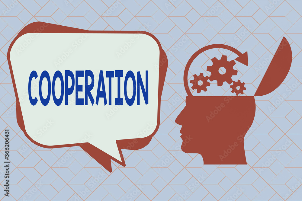 Aufkleber text sign showing cooperation. business photo text the acts of someone supportive in doing what is n