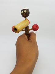 Asian Traditional Wooden Toys in White Photo Stock