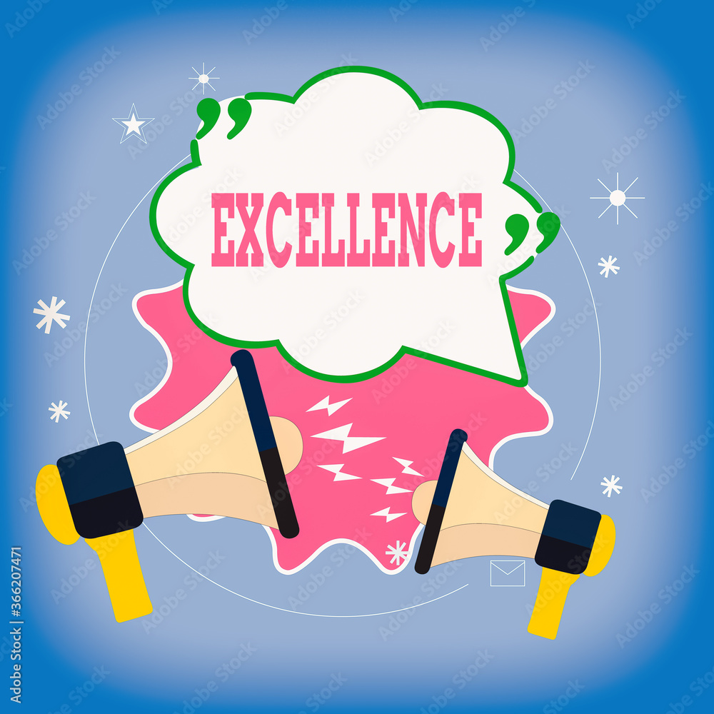 Poster writing note showing excellence. business concept for standard of performance of simply being the be