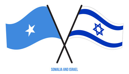 Somalia and Israel Flags Crossed And Waving Flat Style. Official Proportion. Correct Colors.