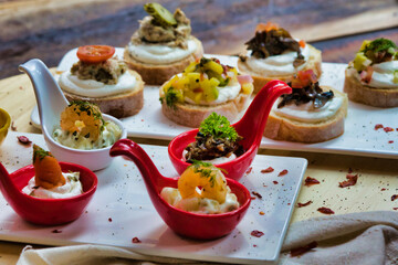 Colorful dessert on the spoon