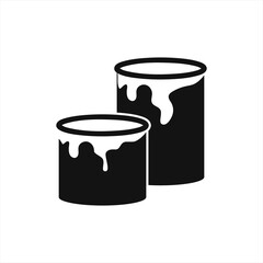Bucket with paint icon isolated on white. Stencil for construction and repair. Vector stock illustration. EPS 10