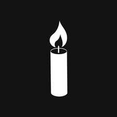 Candle icon for design postcard, invitation, poster. Stencil for christmas etc. Vector stock illustration. EPS 10