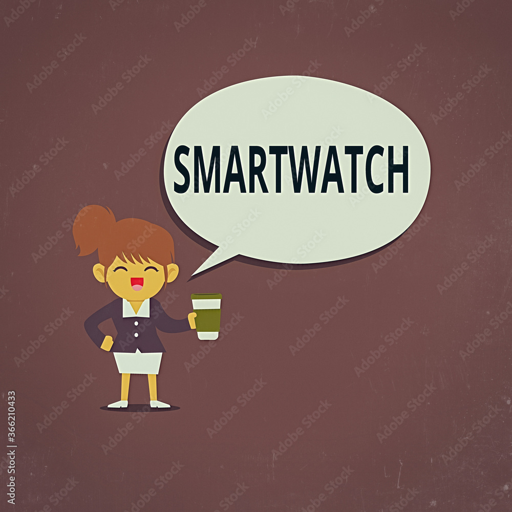 Poster conceptual hand writing showing smartwatch. concept meaning a touchscreen mobile interface designed 