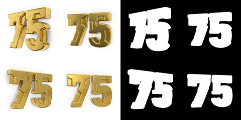 Set of golden number 75 celebration