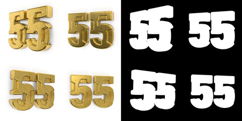 Obraz premium Set of golden number fifty-five years celebration