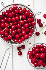 Fresh cherry on a white background.
