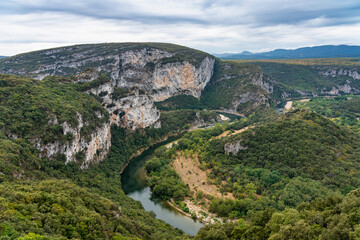 Fototapeta na wymiar River in the beautiful Ardeche gorge in france.