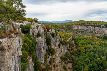 Landscape view around the village Casteljau in Ardeche, France