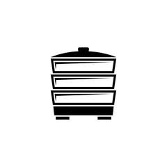 Electric Food Steamer, Steam Cooker. Flat Vector Icon illustration. Simple black symbol on white background. Electric Food Steamer, Steam Cooker sign design template for web and mobile UI element.