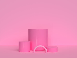 pink scene cylinder set 3d rendering