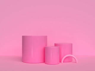 pink scene cylinder set 3d rendering