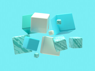 abstract geometric shapes levitation 3d rendering