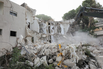  Urban Regeneration. Demolition of a building for new construction. Dismantling of a house....