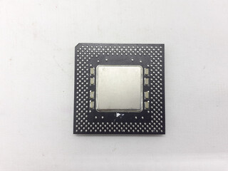 Vintage Computer CPU Processor in White Isolated Background
