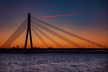 Fototapeta na wymiar bridge at sunset