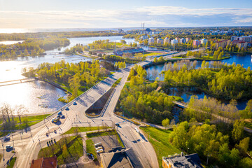 Aerial view of city of Oulu Finland
