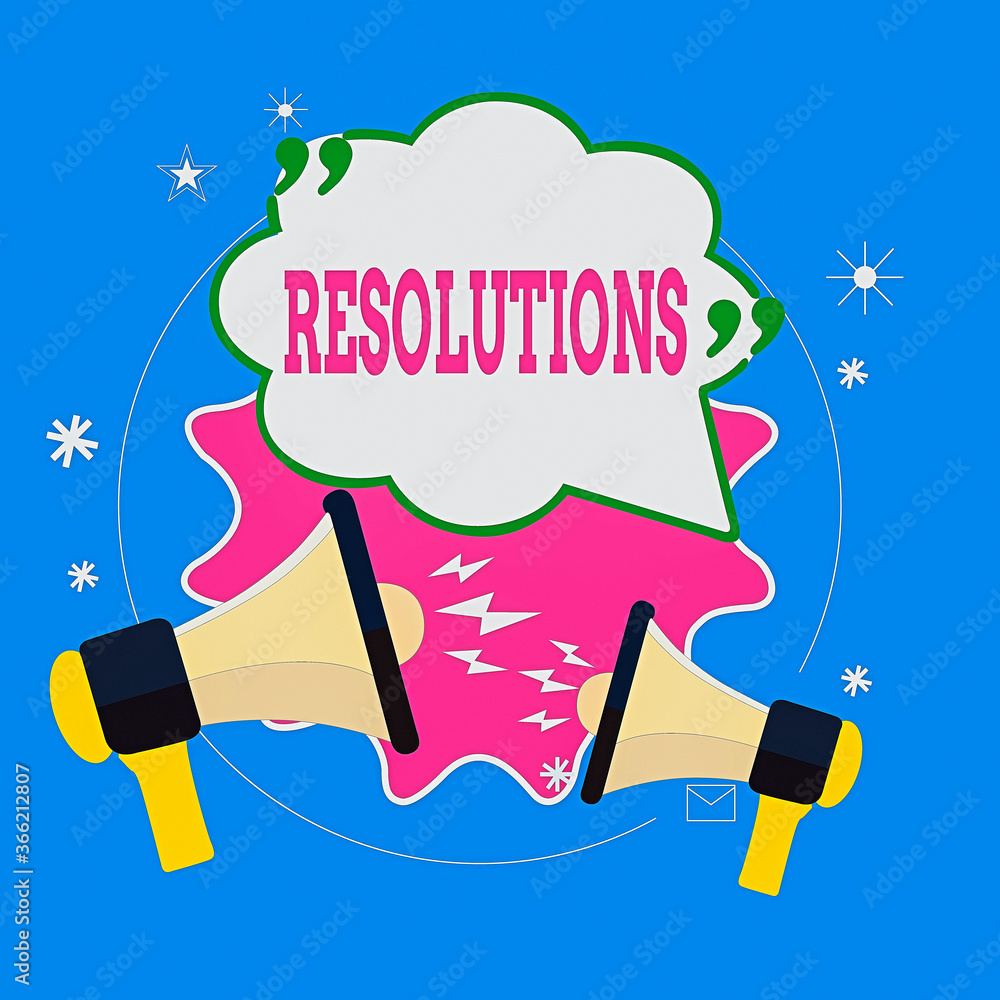 Poster writing note showing resolutions. business concept for defined with being firmly fixed on something 