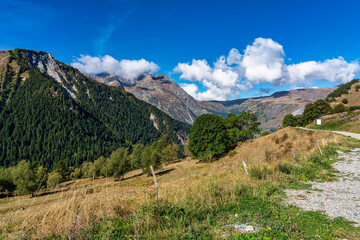 Landscape view of the mountains around Le Bourg d'Oisans in France