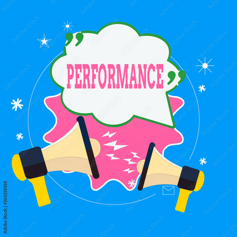 Poster writing note showing performance. business concept for presentation of a play concert or other form 