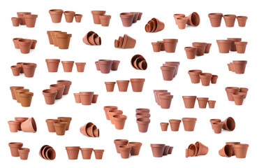 Set of flower pots on white background