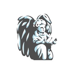 angel with pencil and book logo vector