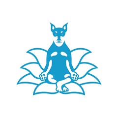  dog sitting on lotus position of yoga vector illustration