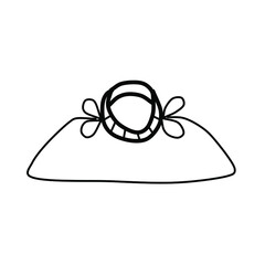 Single beach bag isolated on white background. Linear pattern of a cute summer bag. Vector illustration in Doodle style.