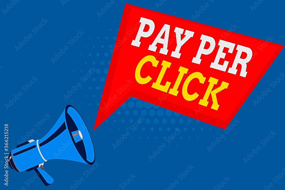 Aufkleber word writing text pay per click. business photo showcasing internet marketing in which payment is ba
