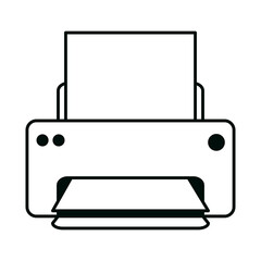 printer with paper office supply stationery work linear style icon