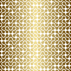Abstract golden Metaballs path Geometric Seamless luxury Pattern. Gold Metaball Shapes damask background. Thin white line maze wrapping paper or fabric. Vector Illustration