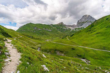 Fototapeta na wymiar Fantastic hike in the Lechquellen Mountains in Vorarlberg Austria