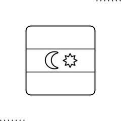 Azerbaijan square flag, vector icon in outlines 