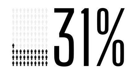 Thirty one percent people chart graphic, 31 percentage population demography vector diagram