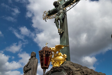 prague charles bridge statue of jesus