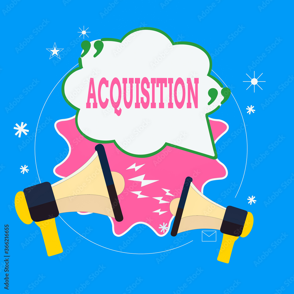 Poster writing note showing acquisition. business concept for typically purchased or obtained through a lib