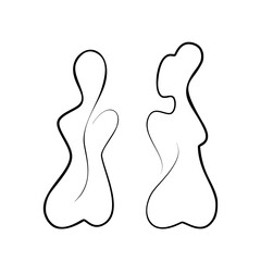 One Line Drawing Nude Female Body. Beauty Woman Back