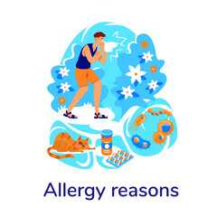 Respiratory problem flat concept vector illustration