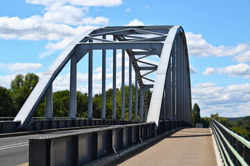 The bridge across the Dutch river IJssel near Doesburg, July 2020. The name of the bridge is...