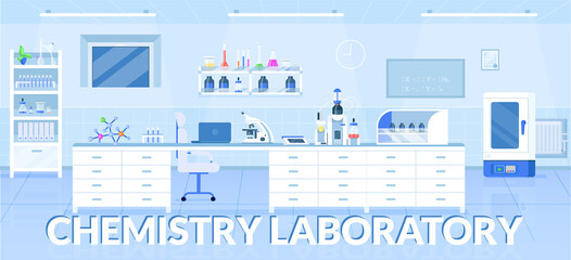 Chemistry laboratory banner flat vector template