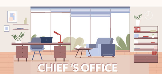 Chiefs office banner flat vector template