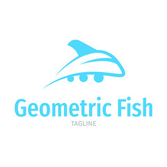 Geometric Fish logo design, dolphin icon, tuna icon, creative flat fish design, geometric animal design concept