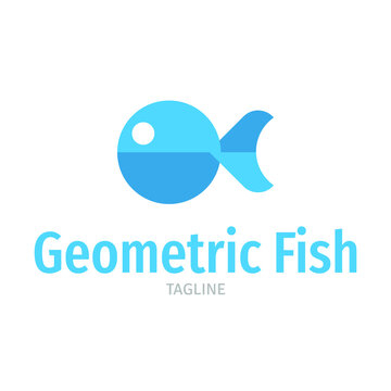 Geometric Fish logo design, dolphin icon, tuna icon, creative flat fish design, geometric animal design concept