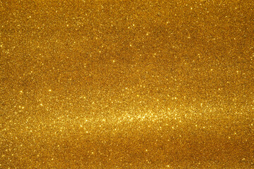 gold Sparkling Lights Festive background with texture. Abstract Christmas twinkled bright bokeh defocused and Falling stars. Winter Card or invitation	