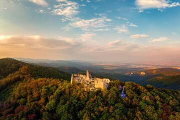 beautiful landscape with valleys, lakes and rivers at the castle Tematin