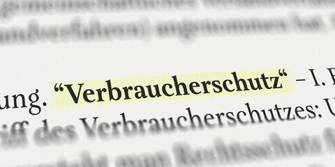 Verbraucherschutz im Buch mit Textmarker markiert