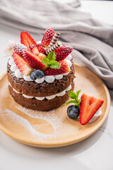 chocolate cake with strawberries