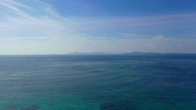 Aerial view of the lagoon at Racha island in bright sunny day