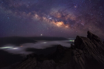 Milky Way Galaxy and Mountain landscape.