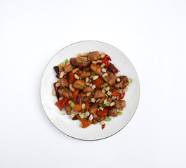 fried meat with vegetables. wok food